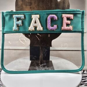 Teal Clear Pouch with FACE Lettering